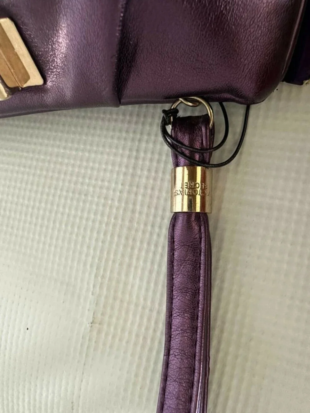Victoria's Secret Purple Clutch Wristlet Evening Bag Make Up Bag w/Gold Bow